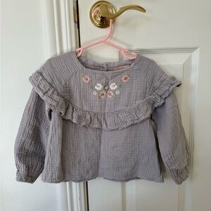 Louise Misha Gray Ruffled Top - size 4